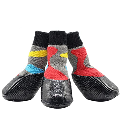 Schneeschuhe für Hunde, Pfotenabdrücke, wasserdicht, waschbar, Baumwolle, rutschfest, Schuhe für Outdoor-Hundestiefel, wasserdicht für Hunde, mehrfarbig 3 von Roadoor