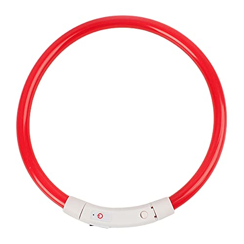 YSoutstripdu Hundehalsband für die Nacht, mit LED-Licht, wiederaufladbar, wiederaufladbar, über USB wiederaufladbar, für kleine und mittelgroße Welpen, Katzen, Halsband, Rot, 35 cm von Roadoor