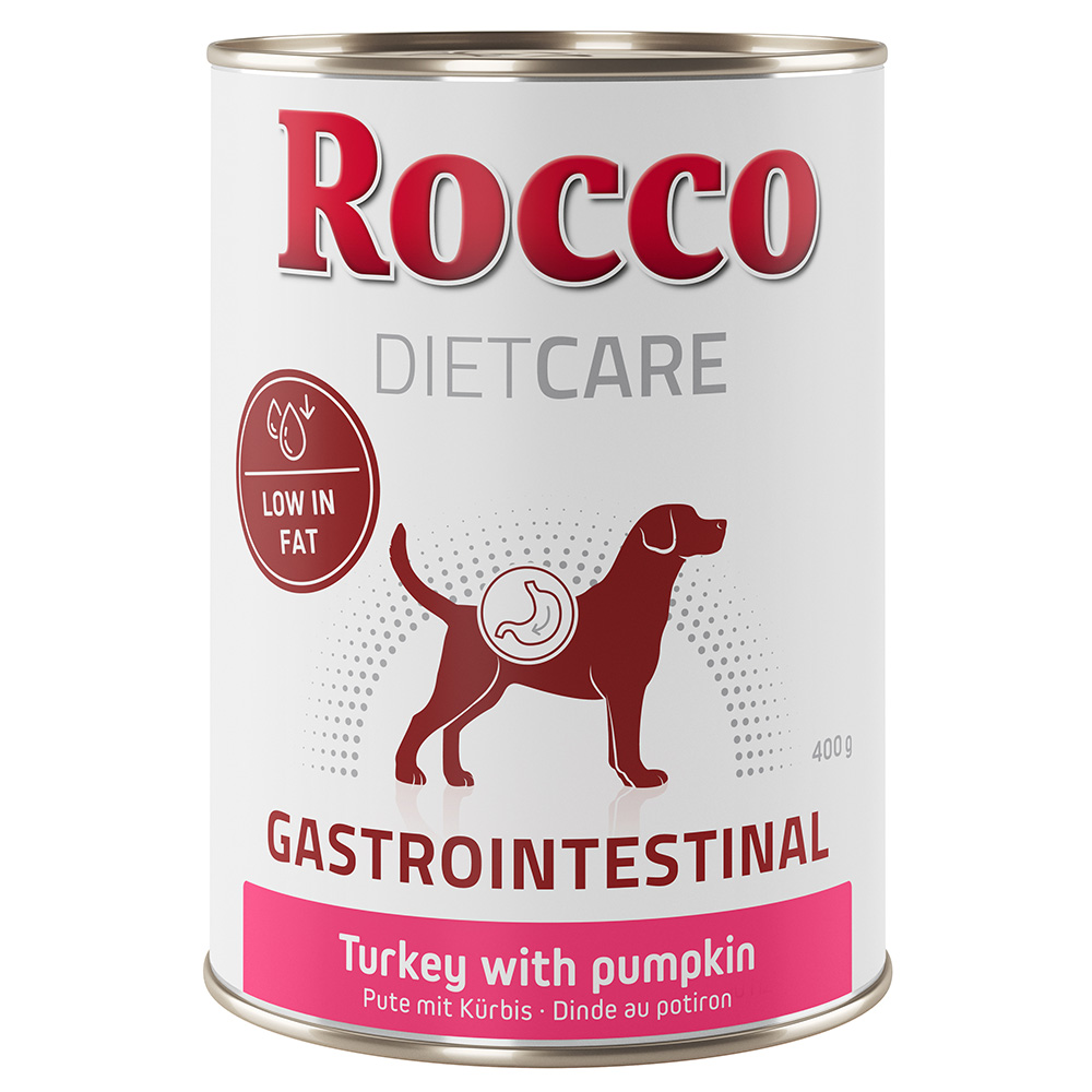 10 % Rabatt! Rocco Diet Care Nassfutter 6 x 400 g oder Trockenfutter 1 kg  Nassfutter: Gastro Intestinal Pute mit Kürbis 400 g von Rocco Diet Care