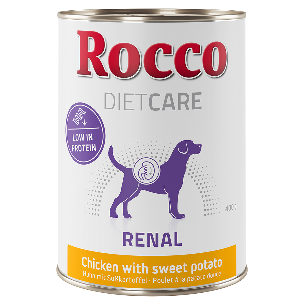 10 % Rabatt! Rocco Diet Care Nassfutter 6 x 400 g oder Trockenfutter 1 kg  Nassfutter: Renal Huhn mit Süßkartoffel 400 g von Rocco Diet Care