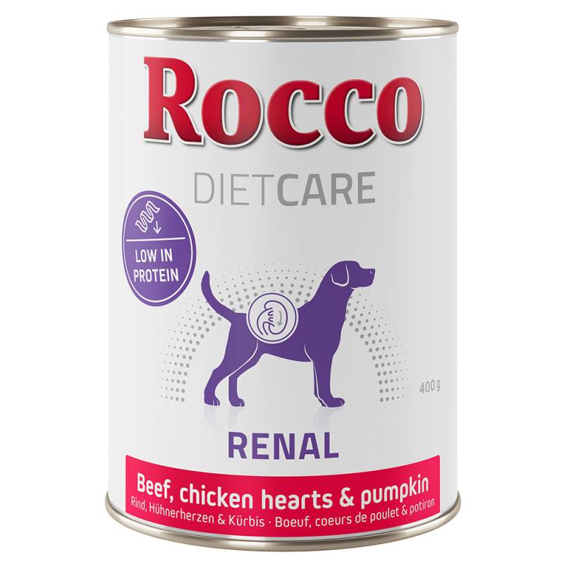 10 % Rabatt! Rocco Diet Care Nassfutter 6 x 400 g und Trockenfutter 1 kg  Nassfutter: Renal Rind mit Hühnerherzen & Kürbis 400 g von Rocco Diet Care