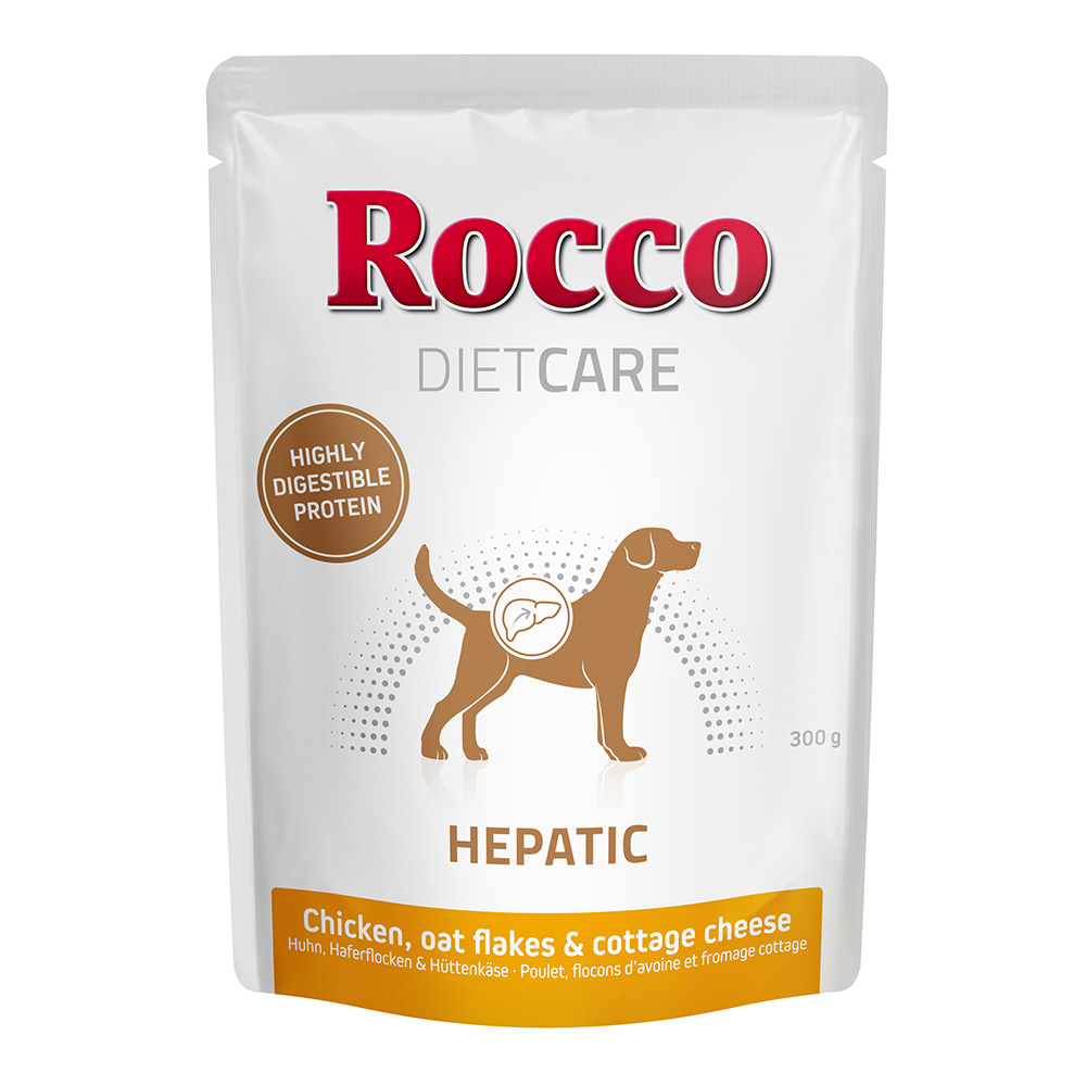 Rocco Diet Care Nassfutter Beutel 6 x 300g zum Probierpreis! Nassfutter: Hepatic Huhn mit Haferflocken & Hüttenkäse 300g - Pouch von Rocco Diet Care