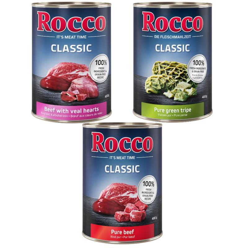 10% Rabatt! Rocco Probiermix 6 x 400 g / 6 x 800 g   6 x 400g: Rind-Mix von Rocco