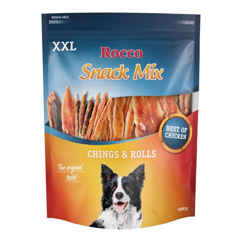 15% Rabatt - Rocco Snacks XXL zum Sonderpreis! - Snack Mix Chicken: Rolls Hühnerbrust, Chings Hühnerbrust 1 kg von Rocco