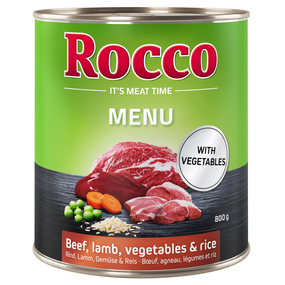 20 + 4 gratis Sparpaket Rocco Menü & World Trip 24 x 800 g - Menü Rind mit Lamm von Rocco