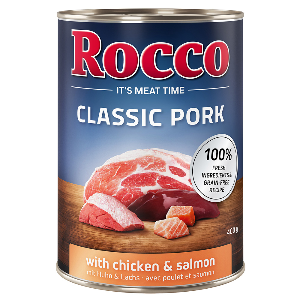 5 + 1 gratis! Rocco Classic Pork 6 x 400g Huhn & Lachs von Rocco