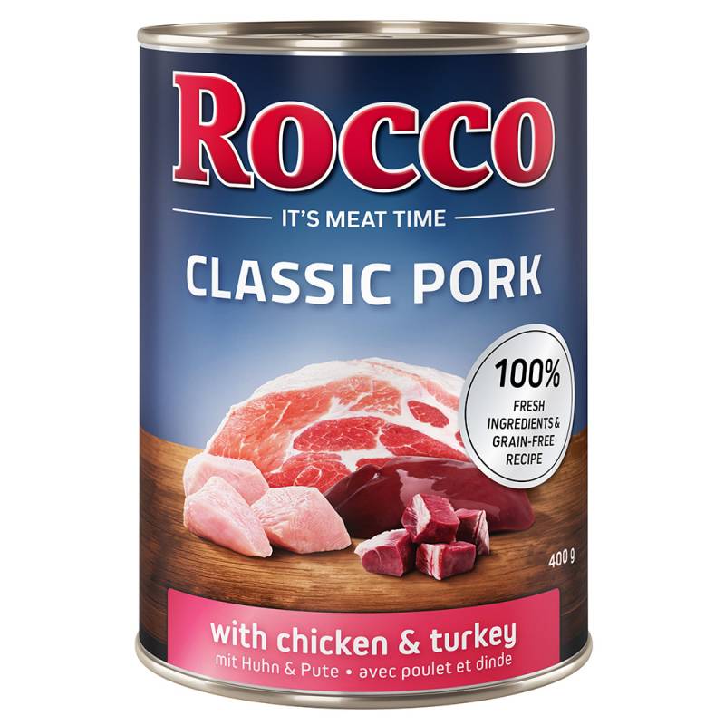 5 + 1 gratis! Rocco Classic Pork 6 x 400g Huhn & Pute von Rocco
