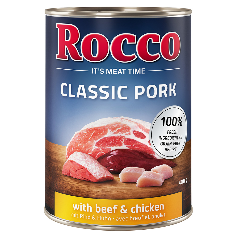 5 + 1 gratis! Rocco Classic Pork 6 x 400g Rind & Huhn von Rocco
