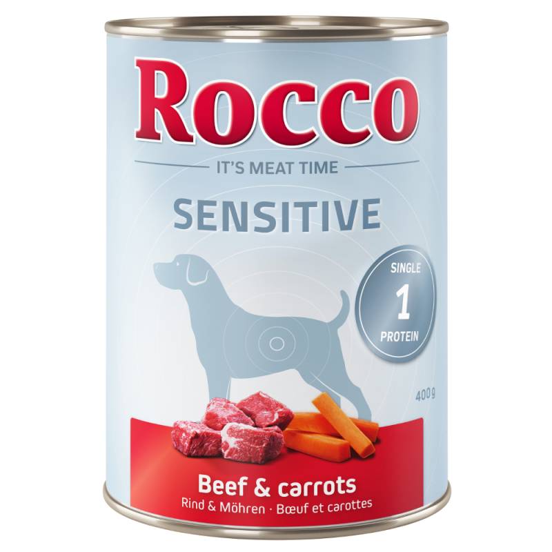 5 + 1 gratis! Rocco Sensitive 6 x 400 g  - Rind & Möhren von Rocco