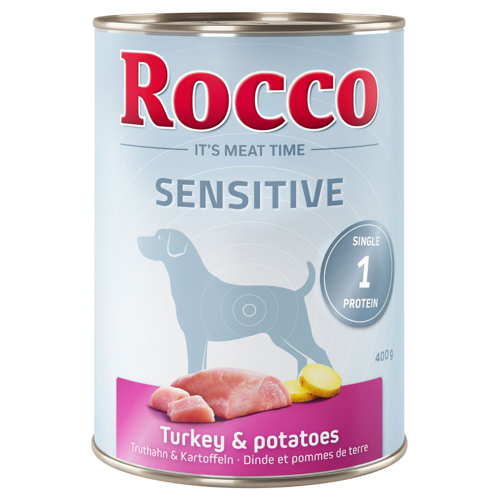 5 + 1 gratis! Rocco Sensitive 6 x 400 g  - Truthahn & Kartoffeln von Rocco