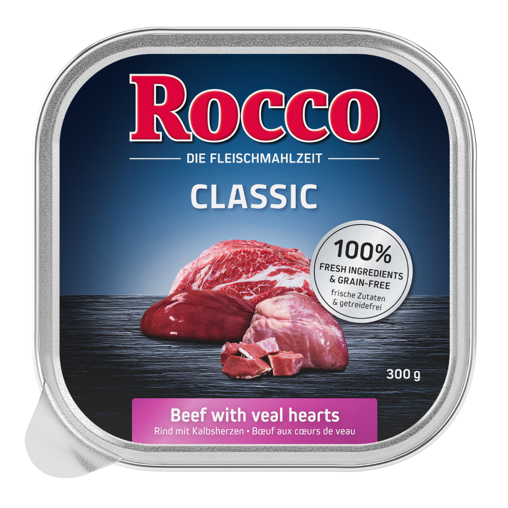 8 + 1 gratis! Rocco Classic oder Menü Schale 9 x 300 g - Classic Rind mit Kalbsherzen von Rocco