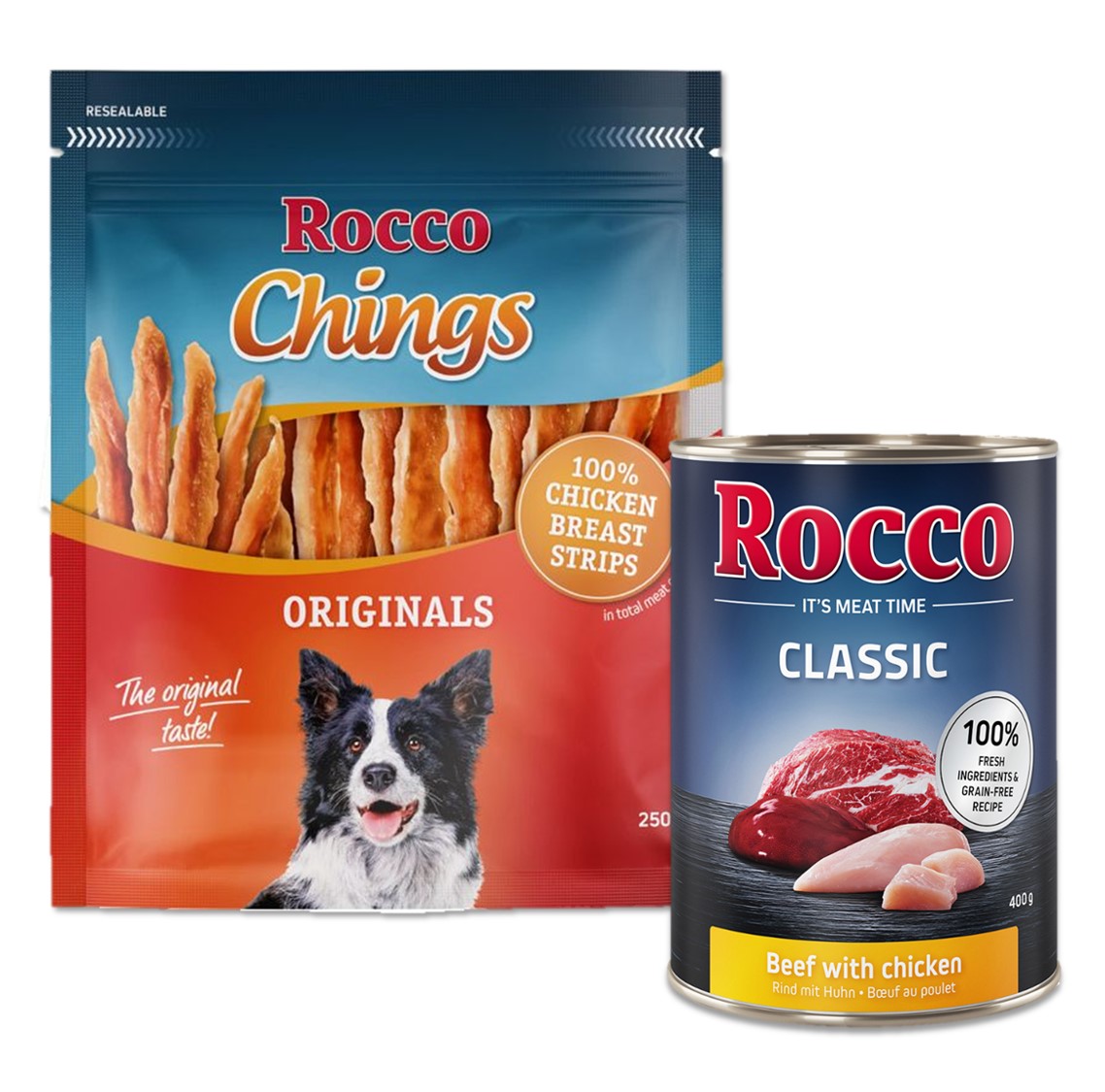 Kombi-Deals: 15% Rabatt auf Rocco Classic & Chings! Kombi 2: Rocco Classic Huhn 6x400g + Chings Hühnerbrust getrocknet (250 g) von Rocco