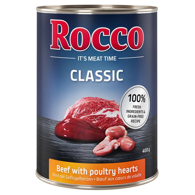 Rocco Classic 6 x 400 g zum Probierpreis! - Rind mit Geflügelherzen von Rocco