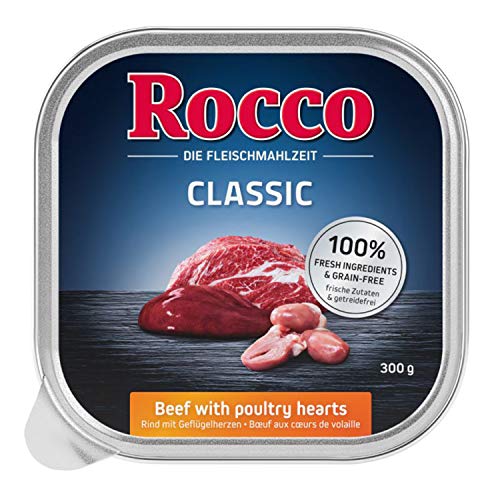 Rocco Classic Tablett, Rindfleisch mit Geflügelherzen, 27 x 300 g von Rocco