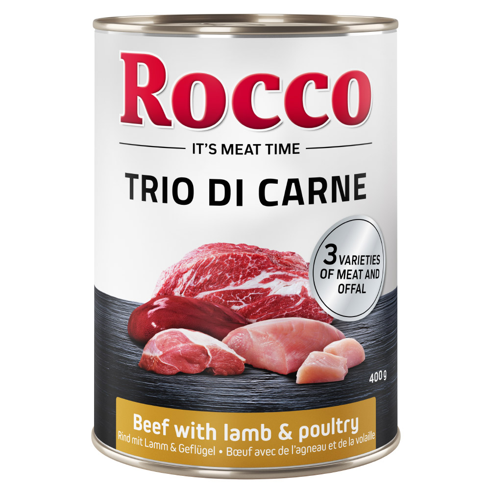 Top-Angebor Rocco Trio di Carne - 24 x 400 / 800 g 24 x 400 g: Rind, Lamm & Geflügel von Rocco