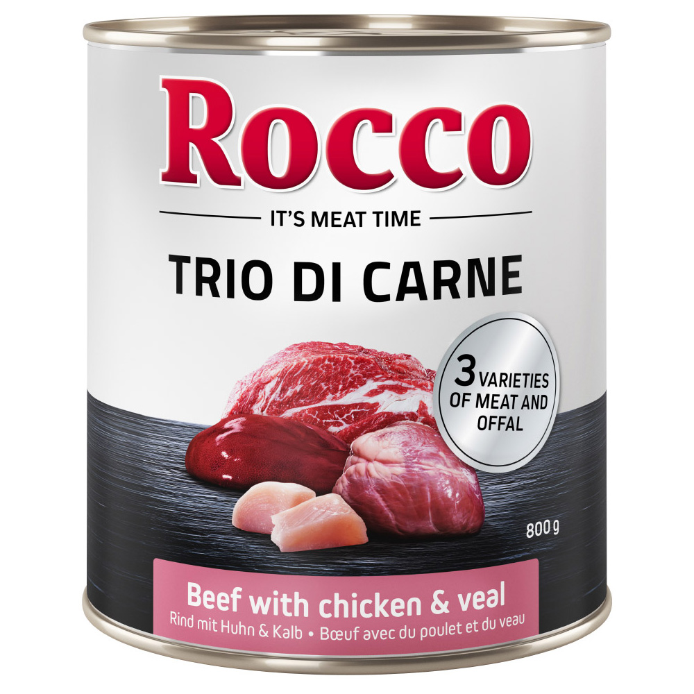 Top-Angebor Rocco Trio di Carne - 24 x 400 / 800 g 24 x 800 g: Rind, Huhn & Kalb von Rocco