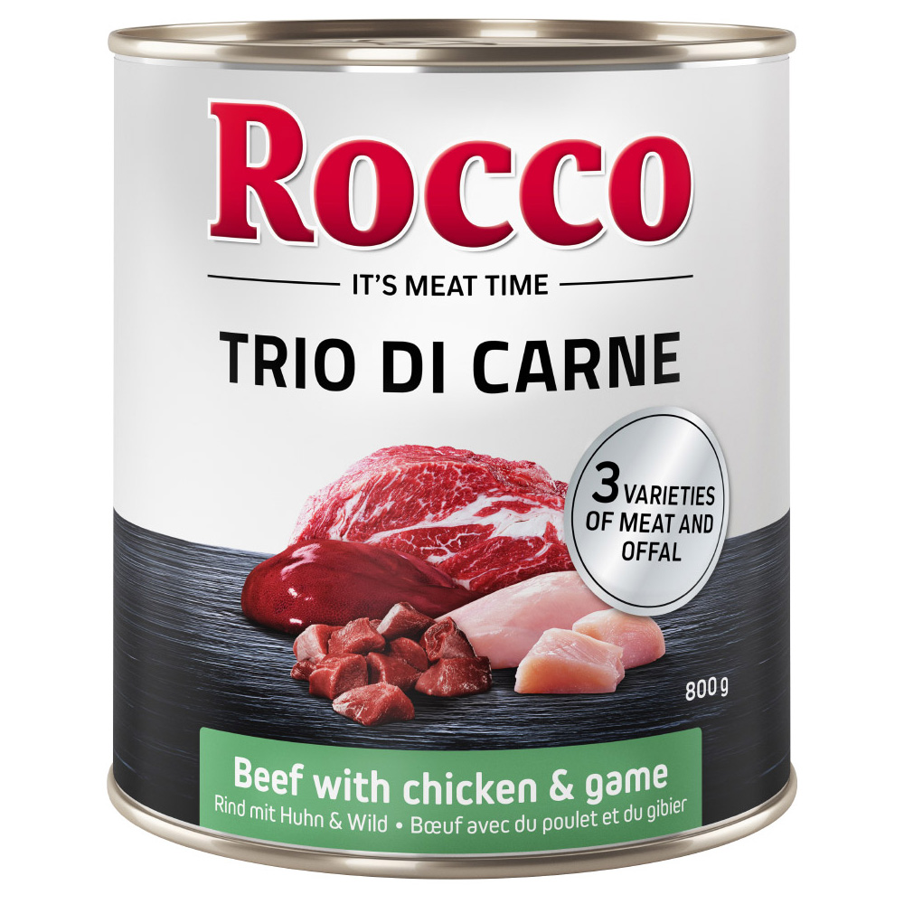 Top-Angebor Rocco Trio di Carne - 24 x 400 / 800 g 24 x 800 g: Rind, Huhn & Wild von Rocco