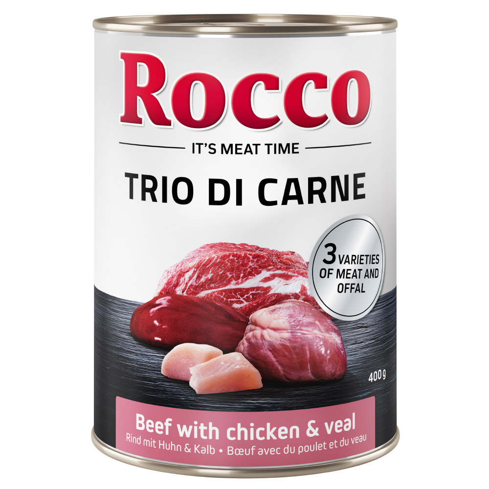 Top-Angebor Rocco Trio di Carne - 24 x 400 / 800 g 24 x 400 g: Rind, Huhn & Kalb von Rocco