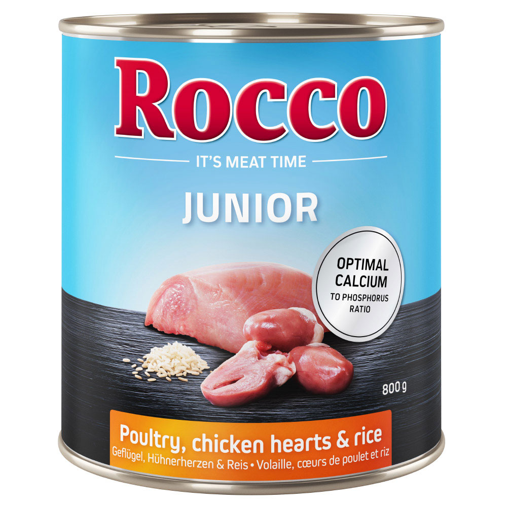 Rocco Junior 6 x 400 / 800 g 6 x 800 g: Geflügel mit Hühnerherzen und Reis von Rocco