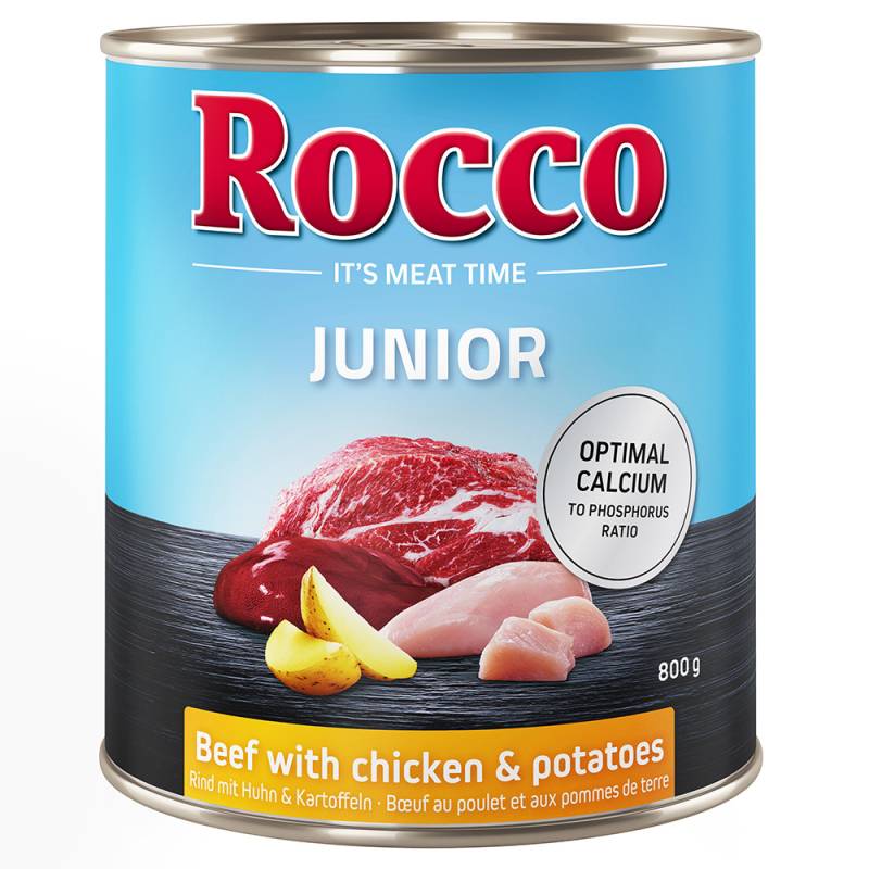 Rocco Junior 6 x 400 / 800 g 6 x 800 g: Rind mit Huhn + Kartoffeln von Rocco