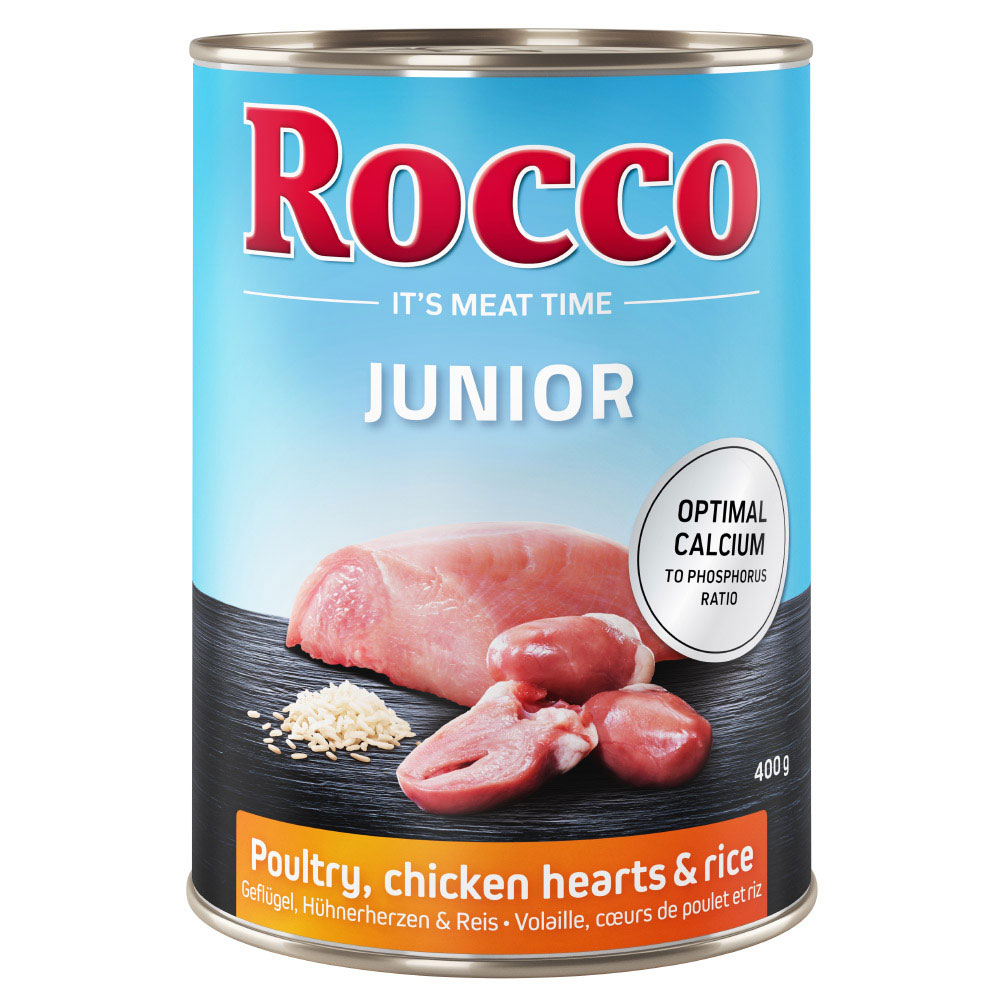 Rocco Junior 6 x 400 / 800 g 6 x 400 g: Geflügel mit Hühnerherzen und Reis von Rocco