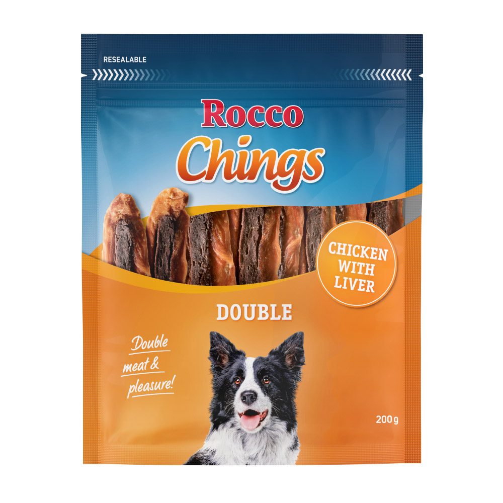 Sparpaket Rocco Chings Double 200 g / Sparpaket % - Huhn & Leber 12 x 200 g von Rocco