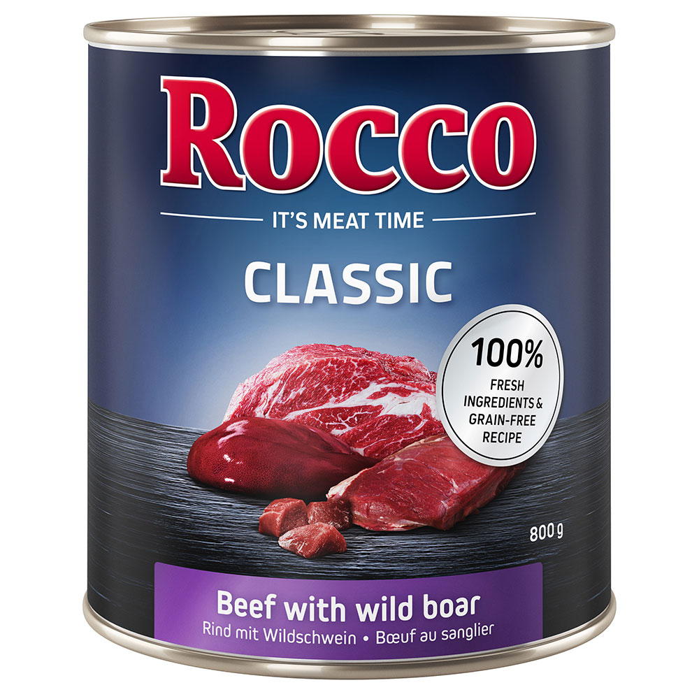Sparpaket Rocco Nassfutter Classic 24 x 800g - Rind mit Wildschwein von Rocco