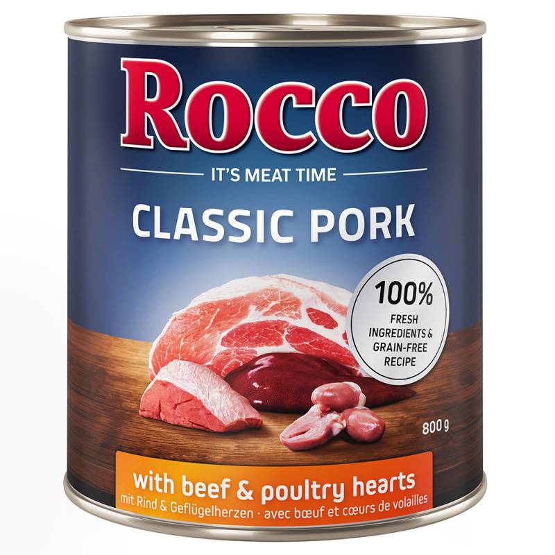 Sparpaket Rocco Classic Pork 12 x 800 g Rind & Geflügelherzen von Rocco