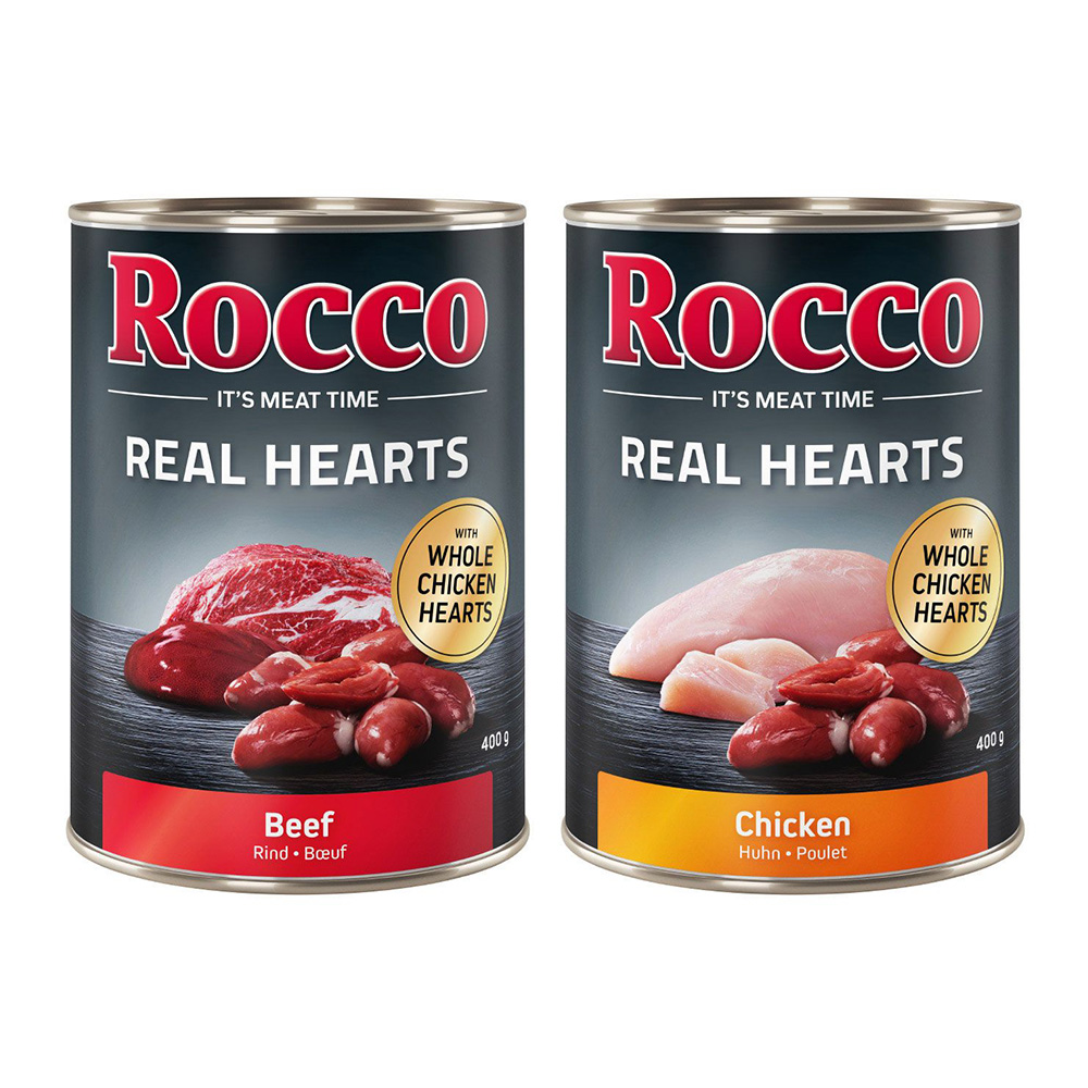 Sparpaket Rocco Real Hearts 24 x 400 / 800 g - 24 x 400 g: Mix Rind & Huhn von Rocco