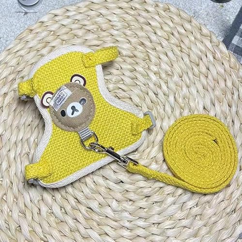 Pet Leash Vest Type Cat and Dog Universal Chest Back Belt Dog Chain Dog Supplies Walking Cat Walking Dog Leash (M,Yellow) von Rocky Green