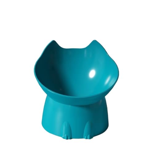 Rocky Green Katzennapf mit Nackenschutz, 15° neigbar, kippsicher, essbares PP-Material, hoher Futternapf, auslaufsicher, schwarzer Kiefer (für Hunde und Katzen) (blau) von Rocky Green