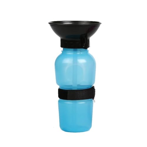 Rocky Green Tragbare Hunde-Wasserflasche, auslaufsicher, für den Außenbereich, mit faltbarem Napf – perfekt für Spaziergänge, Wandern, Reisen (600 ml, blau/rosa/grau) (blau) von Rocky Green