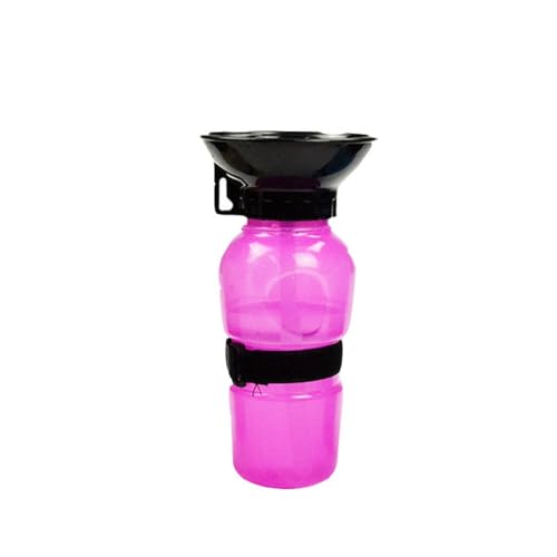 Rocky Green Tragbare Wasserflasche für Hunde, auslaufsicherer Wasserspender für Haustiere mit Faltschüssel, perfekt für Spaziergänge, Wandern, Reisen (600 ml, Blau/Rosa/Grau) (Rosa) von Rocky Green