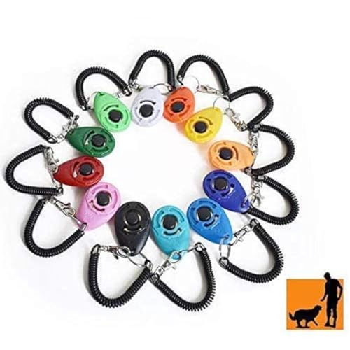 Rocutus 12 Stück bunte Haustier-Trainings-Clicker, oval, Haustier-Trainer-Clicker mit Handgelenkschlaufe, Haustier-Trainingsring, Zug-Hund, Katze, Pferd, Haustiere für Clicker-Training von Rocutus