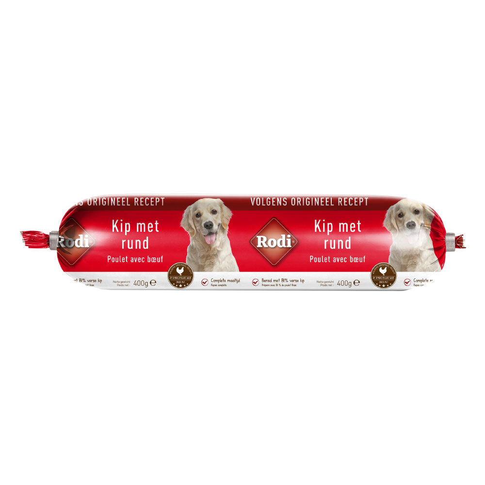 9 + 3 gratis! 12 x 400 g Rodi Wurst - Huhn & Rind von Rodi