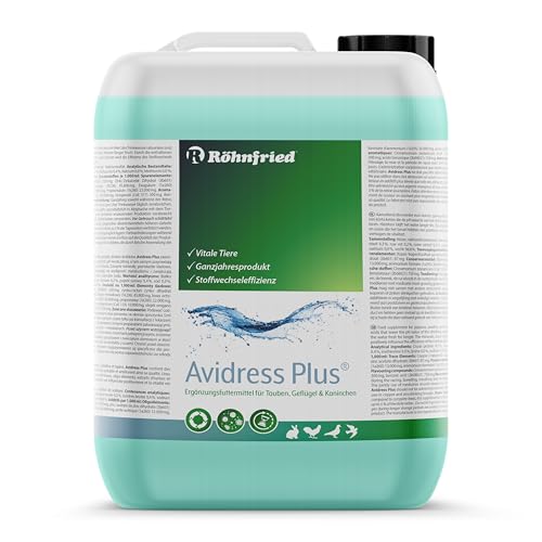 Röhnfried Avidress Plus 5000 ml | Senkt das Infektionsrisiko im Trinkwasser für Tauben & Kaninchen | Enthält Mineralien, Oregano & Zimt von Röhnfried