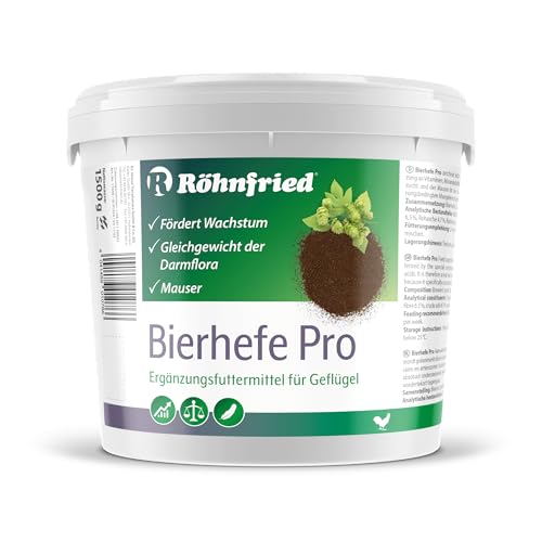 Röhnfried Bierhefe Pro 1500g I B-Vitamine, Aminosäuren, Mineralien & Spurenelemente I ideal während der Aufzucht & Mauser von Röhnfried