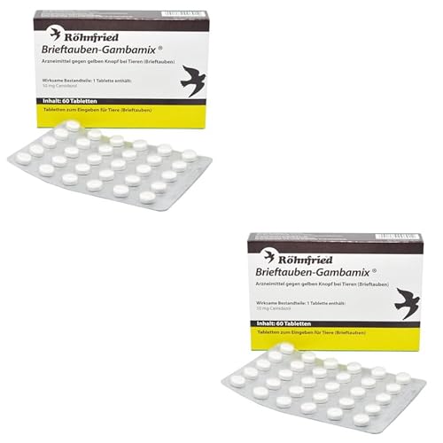 Röhnfried Brieftauben-Gambamix | Doppelpack | 2 x 60 Tabletten | Zur Einzeltierbehandlung von Trichomoniasis | Enthält 10 mg Carnidazol von Röhnfried
