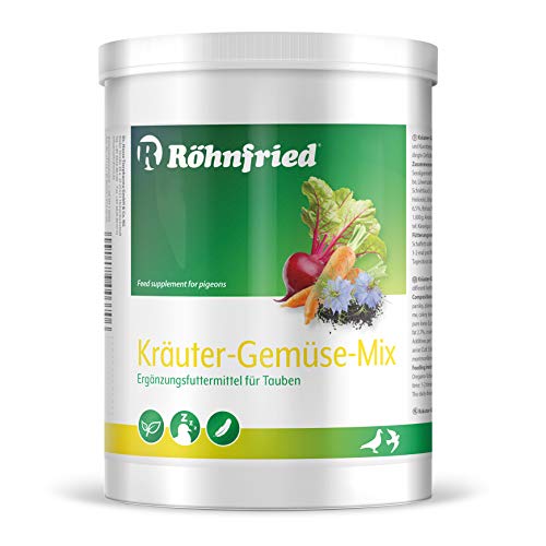 Röhnfried Kräuter-Gemüse-Mix für Tauben | 500 g | Unterstützung der Verdauung, der Atemwege und der Daunenmauser | Mit 17 Kräutern unter anderem Rote Beete- und Karottenpulver von Röhnfried