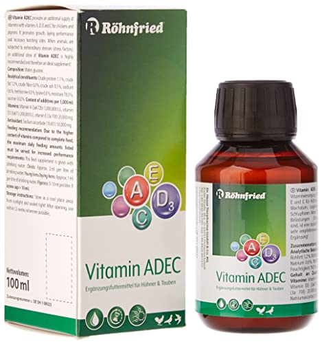 Röhnfried Vitamin ADEC 100 ml | Vitaminkonzentrat | Futterergänzungsmittel für die Vitaminversorgung von Hühnern, Tauben & Geflügel von Röhnfried