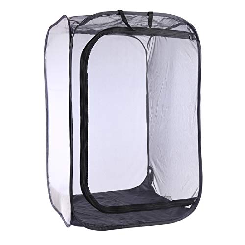 RofHaus Insekt Und Schmetterling Habitat Käfig Schwarz Faltbare Schutz Käfig Mesh Terrarium Pop-Up-60 * 60 * 90cm von RofHaus