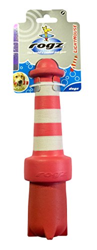 ROGZ LH02-C Lighthouse Dog Fetch Toy/schwimmendes Wurfspielzeug, rot/weiß von Rogz