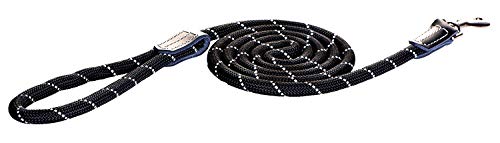 Reflective Rope Dog Control Leash for Large Dogs, 5/8" Wide, 6' Long, Black von Rogz