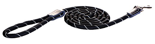 Reflective Rope Dog Control Leash for Medium Dogs, 1/3" Wide, 6' Long, Black von Rogz