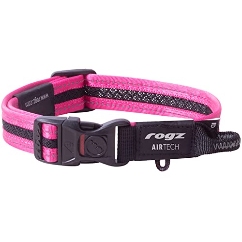 Rogz Airtech Klassisches Hundehalsband, Sunset Pink, Größe M von Rogz