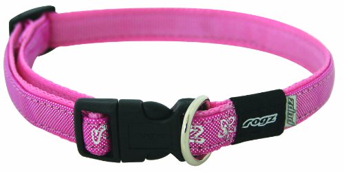 ROGZ Pupz Zing Hundehalsband mit Reißverschluss, verstellbar, Größe XS, 63 cm, rosa Bling-Design von Rogz