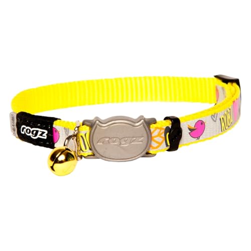 Rogz Reflectocat Halsband, 20,3-30,5 cm, Gelb/Pink von Rogz