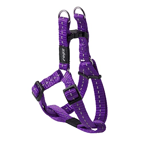 Rogz Reflektierendes Hundegeschirr, verstellbar, für kleine Hunde, passendes Halsband und Leine erhältlich, Nitelife Hundegeschirr für kleine Hunde, 3/8" Small, violett von Rogz