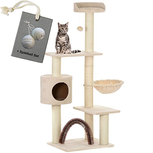 Katzenkratzbaum Kratzbaum für Katzen Utah 2 Spielkugeln (Beige) von Rohrschneider