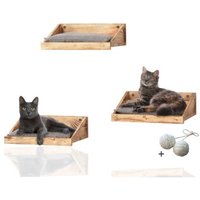 Rohrschneider ® 3-er Set Katzen Kletterstufe mit Kissen, Kletterwand mit Gratis-Spielballset von Rohrschneider